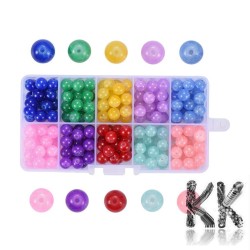 Glass beads in a box (approx. 200 pcs) - Ø 8 mm - colored balls