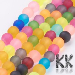 Frosted glass beads - colored balls - Ø 6 mm - cord (approx. 74 pcs)