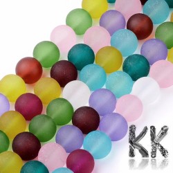 Frosted glass beads - colored balls - Ø 12 mm - cord (approx. 32 pcs)