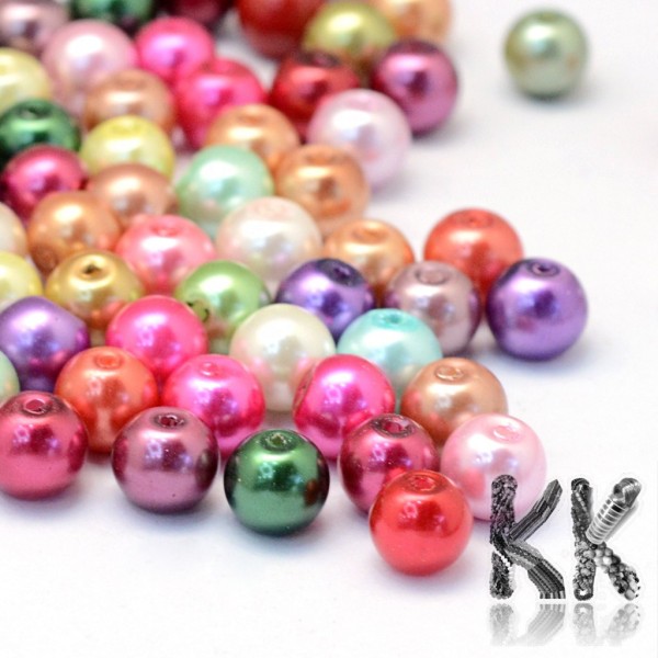 Skleněné voskované perly - náhodný barvený mix - Ø 6 mm - 25 g (cca 80 ks)