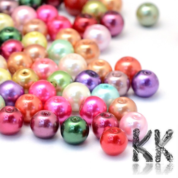 Skleněné voskované perly - náhodný barvený mix - Ø 8 mm - 25 g (cca 38 ks)