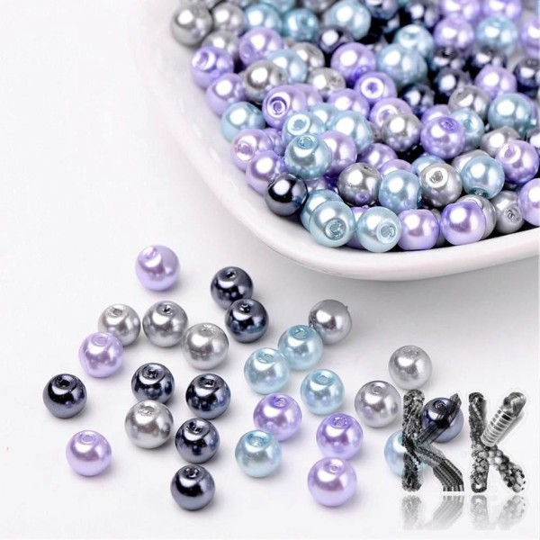 Skleněné voskované perly - šedofialový mix - Ø 6 mm - výhodné balení 200 ks