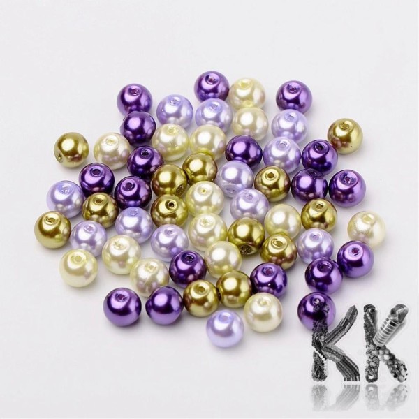 Skleněné voskované perly - zlatofialový mix - Ø 6 mm - výhodné balení 200 ks