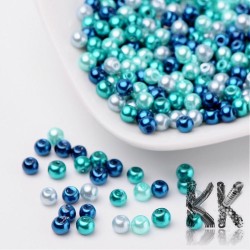 Skleněné voskované perly - karibský modrý mix - Ø 4 mm - výhodné balení 400 ks