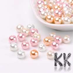 Skleněné voskované perly - růžovobílý mix - Ø 8 mm - výhodné balení 100 ks