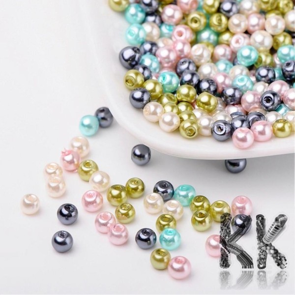 Skleněné voskované perly - pastelový mix - Ø 4 mm - výhodné balení 400 ks