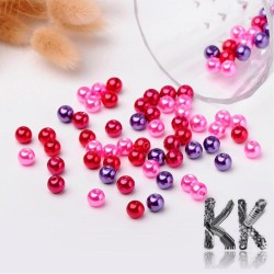 Skleněné voskované perly - růžovočervený mix - Ø 8 mm - výhodné balení 100 ks
