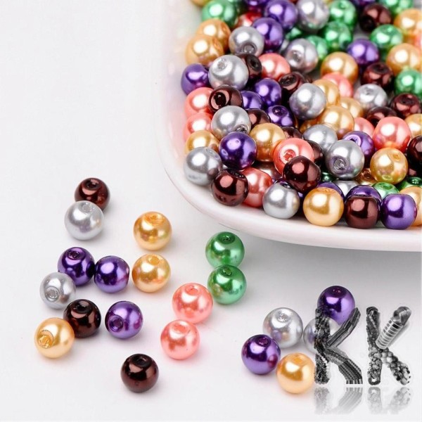 Skleněné voskované perly - halloweenský mix - Ø 6 mm - výhodné balení 200 ks
