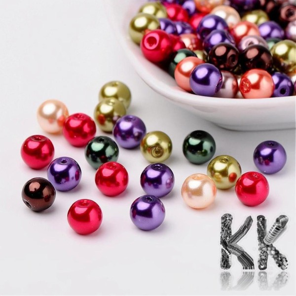 Glass waxed pearls - autumn mix - Ø 8 mm - advantageous package of 100 pcs