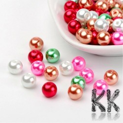 Skleněné voskované perly - vánoční mix - Ø 8 mm - výhodné balení 100 ks