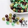Glass waxed pearls - green-brown mix - Ø 8 mm - advantageous package 100 pcs