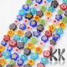 Handmade glass beads in the shape of flowers of various colors with Millefiori flower decor measuring 8-9 x 3.5-4 mm and with a hole for a thread with a diameter of 0.5 mm. Thanks to hand-made production, the individual pieces may differ slightly and each piece is also completely unique.
THE PRICE IS FOR 1 LINE (approx. 48 pcs). 