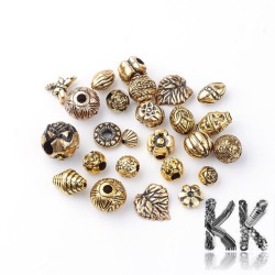 Acrylic mix - imitation gold antique beads - 8-17 x 8-17 x 3-17 mm - quantity 10 g (approx. 11 pcs)