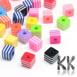 Resin beads - cubes - 8 mm - random color mix - quantity 10 g (approx. 17 pcs)