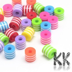 Resin beads - rollers - Ø 8 x 8 mm - random color mix - quantity 10 g (approx. 25 pcs)