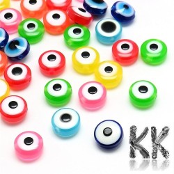 Resin beads - flattened balls - Ø 7.5-8 x 5-6 mm - random color mix - quantity 10 g (approx. 55 pcs)