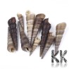 Spiral turritela shell (or conch, clam, valve) with dimensions 32-67 x 8.5-16.5 x 9-17 mm in brown-black to black. The shell is only surface cleaned and otherwise has not been modified in any other way - it is absolutely natural and undrilled. The shell can be used as a decorative accessory for mosaics or collages or after drilling a hole as a component for jewelry and other accessories
THE PRICE IS FOR 1 PCS
