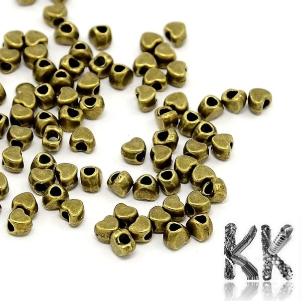 Separating bead made of zinc alloy - heart - Ø 3.5 x 4 x 3 mm
