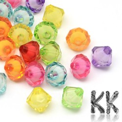 Acrylic beads - cut double cones with white center - Ø 10 x 10 mm - quantity 10 g (approx. 20 pcs)