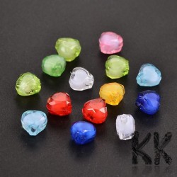 Acrylic beads - cut hearts with white center - 7 x 8 x 5 mm - quantity 10 g (approx. 60 pcs)