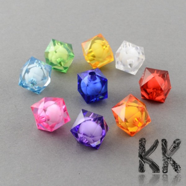 Acrylic beads - cut cubes with a white center - 10 mm - quantity 10 g (approx. 21 pcs)