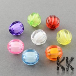 Acrylic beads - pumpkin with white center - Ø 12 mm - quantity 10 g (approx. 12 pcs)