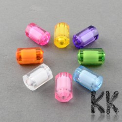 Acrylic beads - cut roller with white center - 8 x 8 x 12 mm - quantity 10 g (approx. 22 pcs)