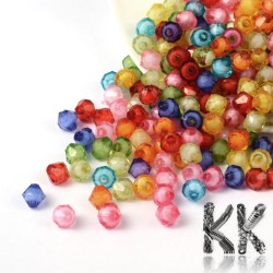 Akrylové korálky - broušené dvojkužely s bílým středem - Ø 8 x 8 mm - množství 10 g (cca 46 ks)