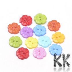 Acrylic buttons - flower - Ø 15 x 2.5 mm - random mix of colors - advantageous package of 100 pcs