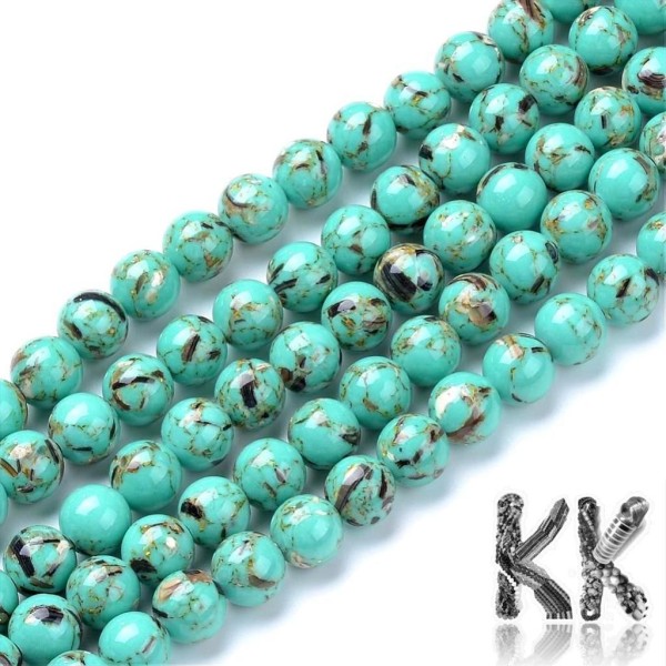 Synthetic turquoise with mother-of-pearl - Ø 6 mm - colored balls