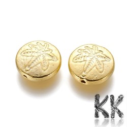 Oddělovací korálek ze zinkové slitiny - kruh s javorovým listem - Ø 12 x 3 mm