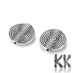 Separating bead made of zinc alloy - flat circle with spiral - Ø 18 x 3.2 mm
