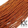 Korálky vyrobené z ořechů stromu rudraksha o rozměrech 7-8 x 8-11 mm a s dírkou pro průvlek o průměru 0,5-1 mm. Jde o tzv. 5 mukhi rudraksha korálky. Korálky pochází z Indie a mohou se vzhledem k ručnímu třízení lišit až o 0,8 mm od uvedené velikosti. Korálky jsou mořeny výtažkem barviv z kořenové zeleniny, který je v Indii tradičně používán k ochraně korálků po dobu stovek let.
UVEDENÁ CENA JE ZA 1 KS.
