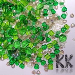 Czech glass mix of pressed beads - green - quantity 50 g