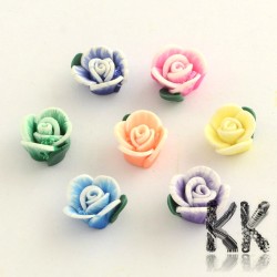 Polymer bead - rose - random mix of colors - Ø 12 - 14 x 8 mm