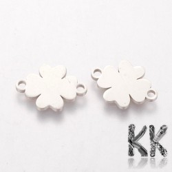 304 Stainless steel intermediate link - four-leaf clover - 15.5 x 11.2 x 1 mm