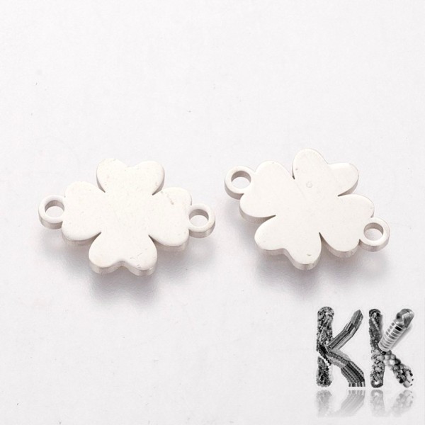 304 Stainless steel intermediate link - four-leaf clover - 15.5 x 11.2 x 1 mm