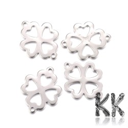 304 Stainless steel intermediate link - four-leaf clover - 21 x 16.5 x 1 mm
