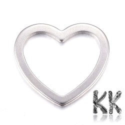 304 Stainless steel intermediate link - heart - 20 x 22 x 1.2 mm