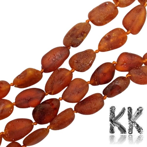 Natural Baltic amber nuggets - 11 - 14 x 5 - 10 x 3 - 6 mm - brown - matt