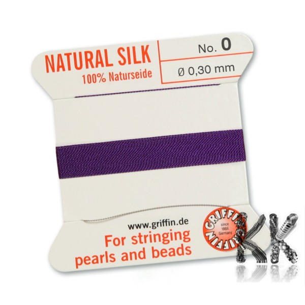 GRIFFIN Silk cord with needle - thickness 0.30 mm - roll 2 m
