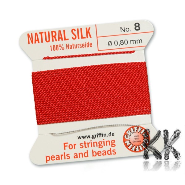GRIFFIN Silk cord with needle - thickness 0.80 mm - roll 2 m