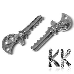 Zinc alloy pendant - key with skull and crossbones - 10 x 24 x 1 mm