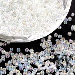 Chinese seed beads - transparent with AB effect - 12/0 - weight 1 g