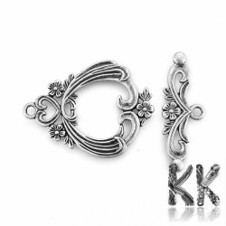 Americké zapínání ze zinkové slitiny - s květinovým dekorem - 38 x 29 x 2,5 mm