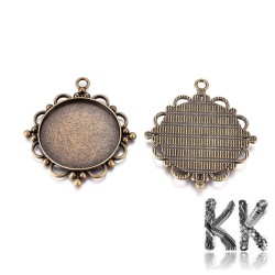 Zinc alloy pendant with bed - decorative circle - 48 x 43 x 3 mm