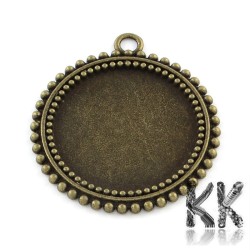 Zinc alloy pendant with bed - circle - 37 x 33 x 2 mm
