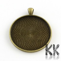 Zinc alloy pendant with bed - circle - 51.5 x 43 x 2 mm