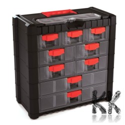 Multi-storey plastic organizer with 9 drawers - 400 x 200 x 392 mm