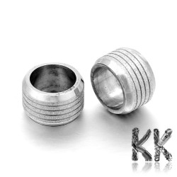 304 Wide-threaded stainless steel bead with stardust - ring - ∅ 11 x 7 mm